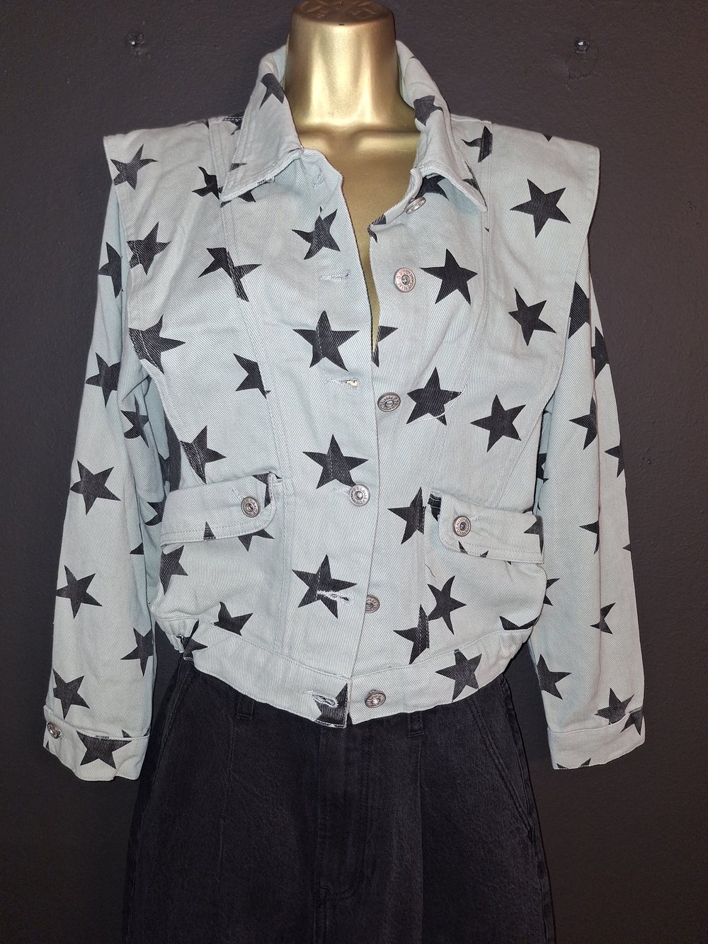 Star Print Light Blue Women's Jacket
